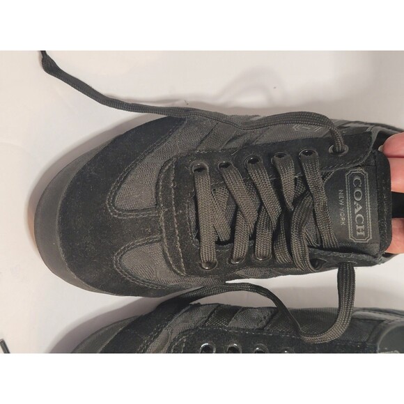 Coach Yolanda Black Suede Canvas Sneakers Womens Sz 7 Comfortable Fashion - Picture 2 of 6